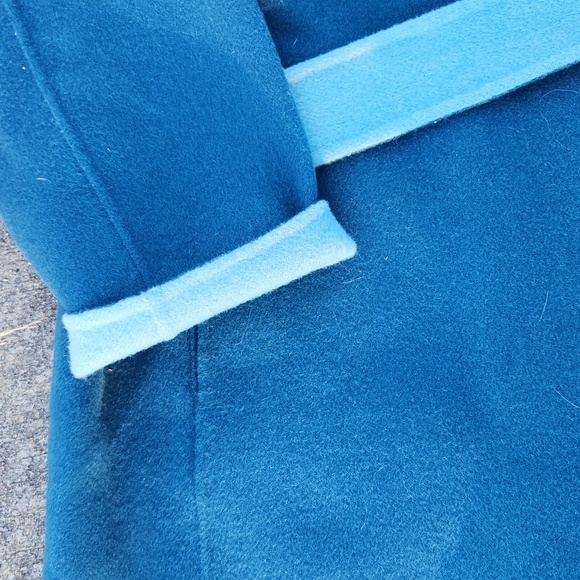 Talbots Double Face Jacket Blue Teal 16P Petite Winter Trench Coat Fall Wool - Picture 8 of 11